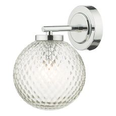 Wayne 1 Light G9 Polished Chrome IP44 Wall Light With Textured Glass Shade