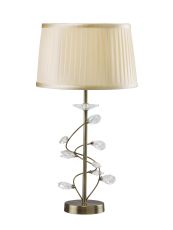 Willow Table Lamp With Ccrain Shade 1 Light E27 Antique Brass/Crystal