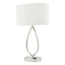 Wyatt 1 Light E27 Polished Chrome 3 Stage Touch Table Lamp C/W Ivory Linen Shade