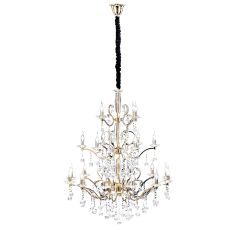 Zinta Pendant 3 Tier 22 Light E14 French Gold/Crystal, (ITEM REQUIRES CONSTRUCTION/CONNECTION) Item Weight: 26.4kg
