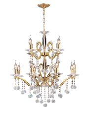 Zinta Pendant 2 Tier 12 Light E14 French Gold/Crystal, (ITEM REQUIRES CONSTRUCTION/CONNECTION) Item Weight: 15.0kg